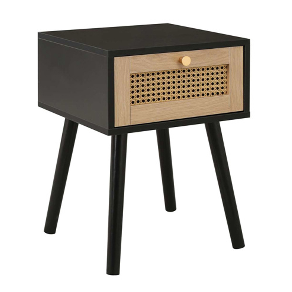 Coralie Wooden Bedside Cabinet With 1 Drawer In Black Oak