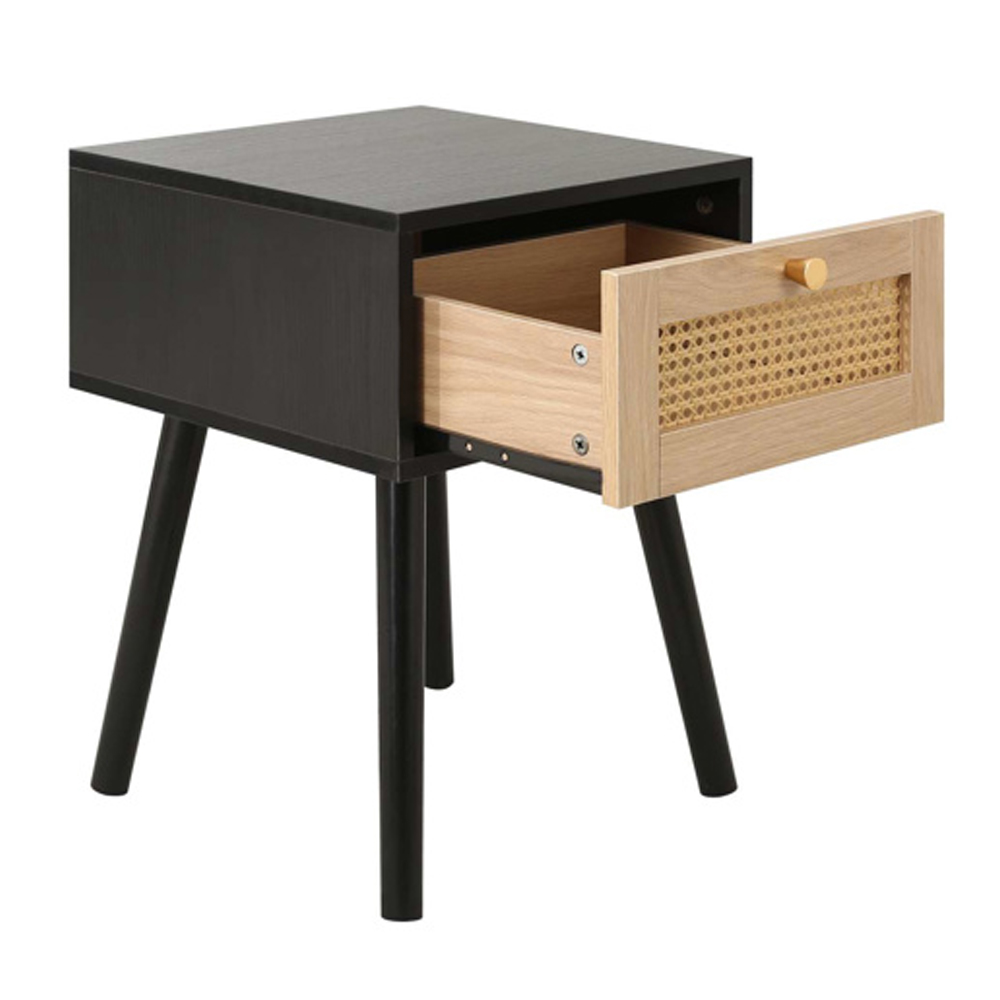 Coralie Wooden Bedside Cabinet With 1 Drawer In Black Oak