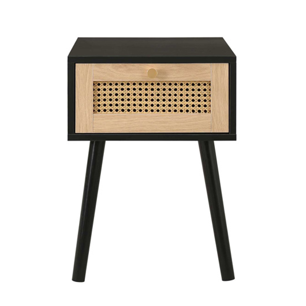 Coralie Wooden Bedside Cabinet With 1 Drawer In Black Oak