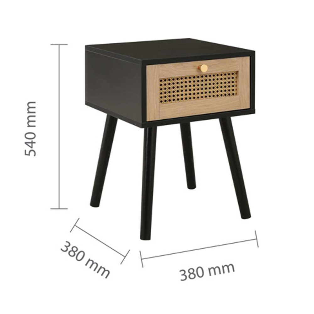 Coralie Wooden Bedside Cabinet With 1 Drawer In Black Oak