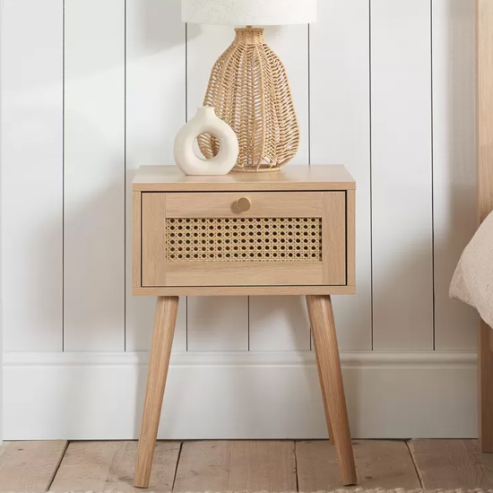 Read more about Coralie wooden bedside cabinet with 1 drawer in oak
