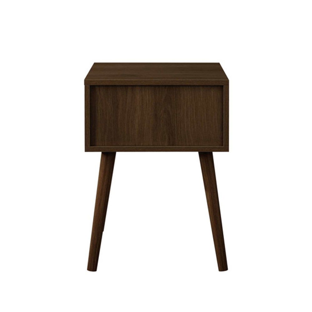 Coralie Wooden Bedside Cabinet with 1 Rattan Drawer in Walnut