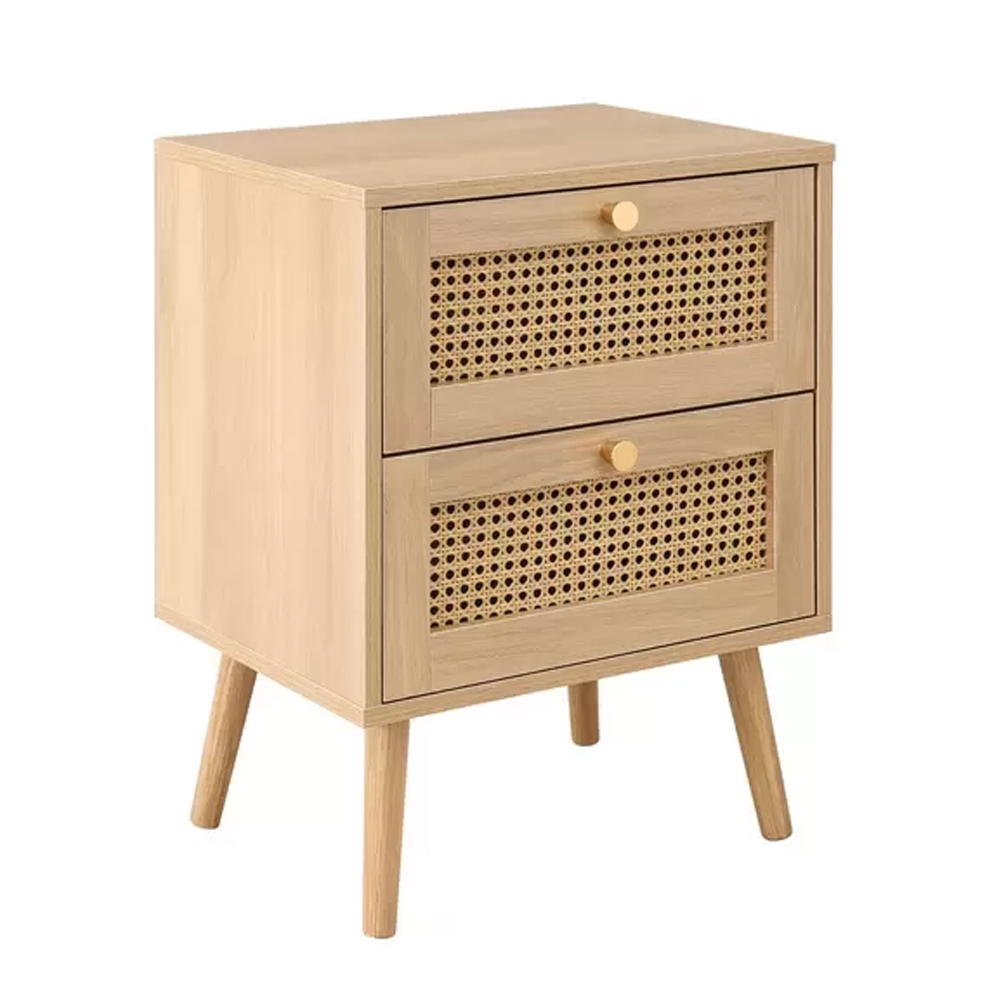 Coralie Wooden Bedside Cabinet With 2 Drawers In Oak