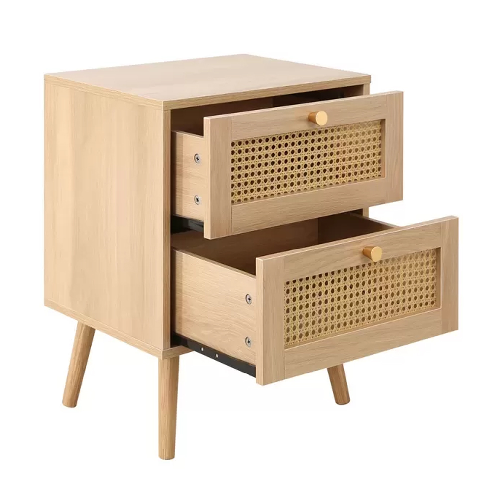 Coralie Wooden Bedside Cabinet With 2 Drawers In Oak