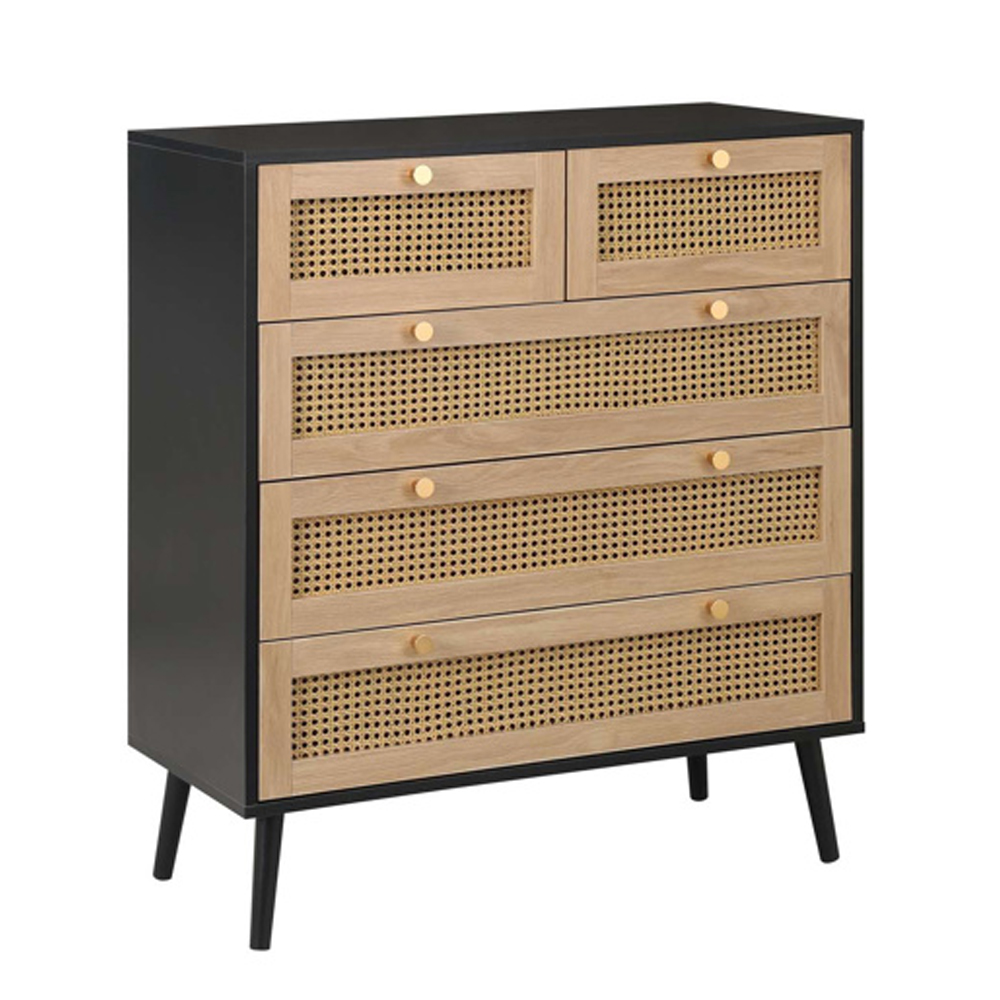 Coralie Wooden Chest Of 5 Drawers In Black Oak