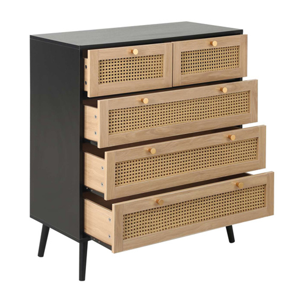 Coralie Wooden Chest Of 5 Drawers In Black Oak