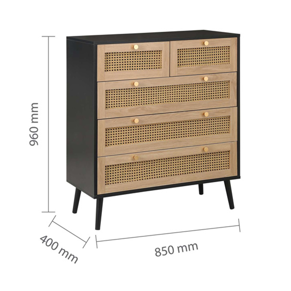 Coralie Wooden Chest Of 5 Drawers In Black Oak