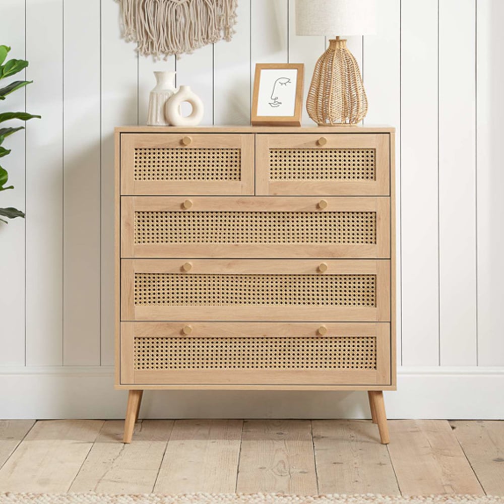 Coralie Wooden Chest Of 5 Drawers In Oak