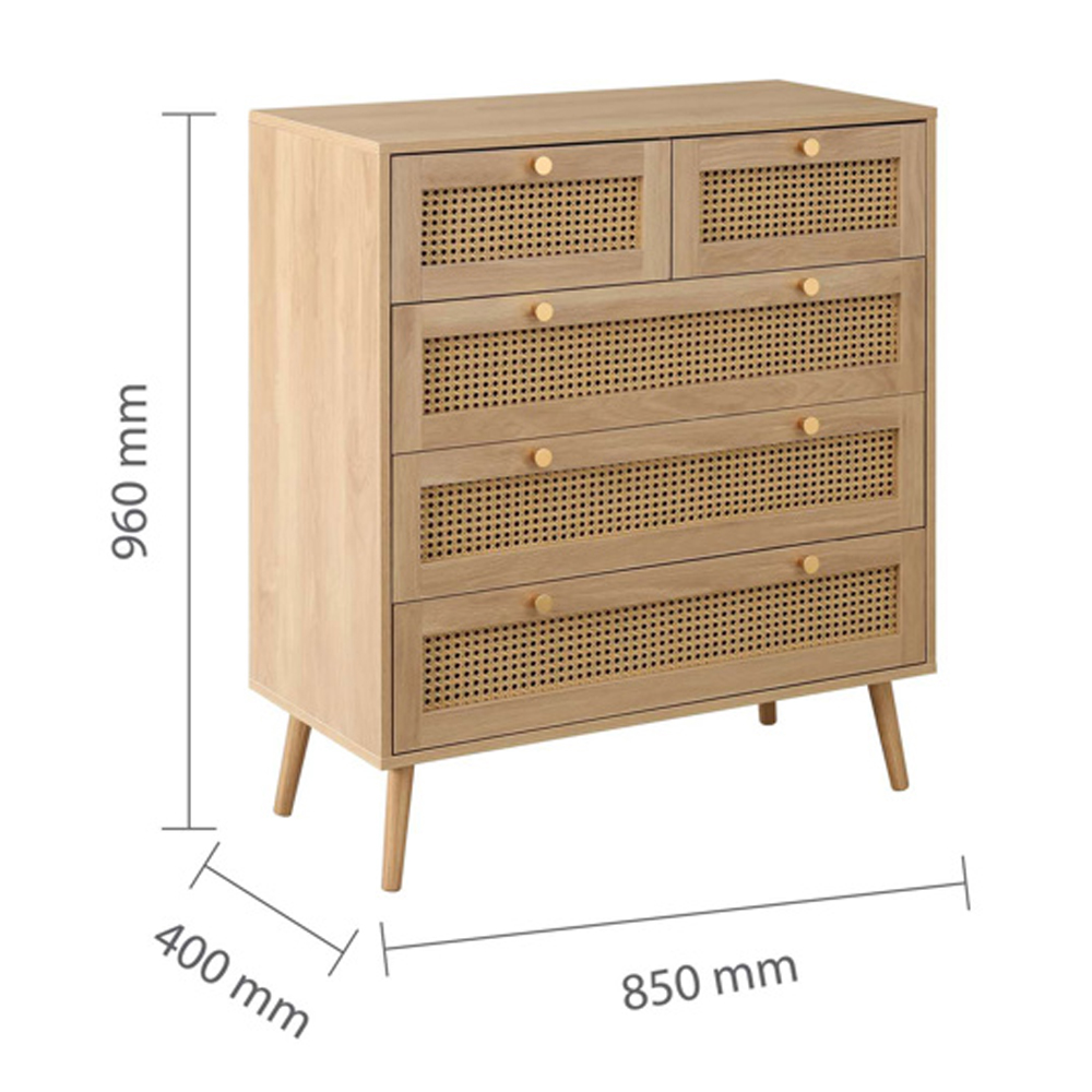 Coralie Wooden Chest Of 5 Drawers In Oak