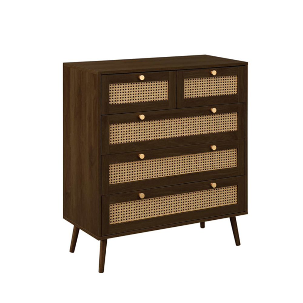 Coralie Wooden Chest Of 5 Drawers in Walnut