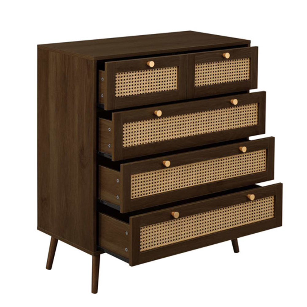 Coralie Wooden Chest Of 5 Drawers in Walnut