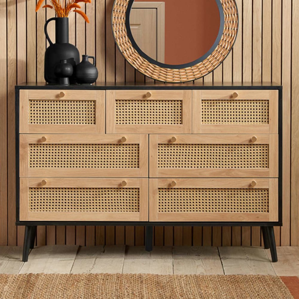 Coralie Wooden Chest Of 7 Drawers In Black Oak