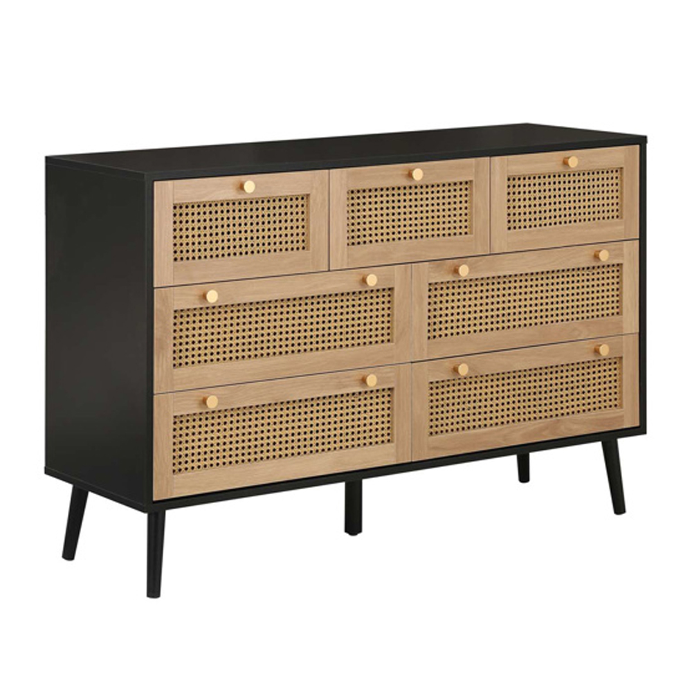 Coralie Wooden Chest Of 7 Drawers In Black Oak