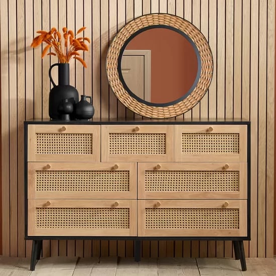 Read more about Coralie wooden chest of 7 drawers in black