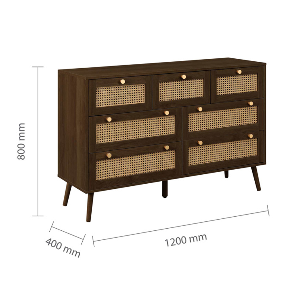 Coralie Wooden Chest Of 7 Drawers in Walnut
