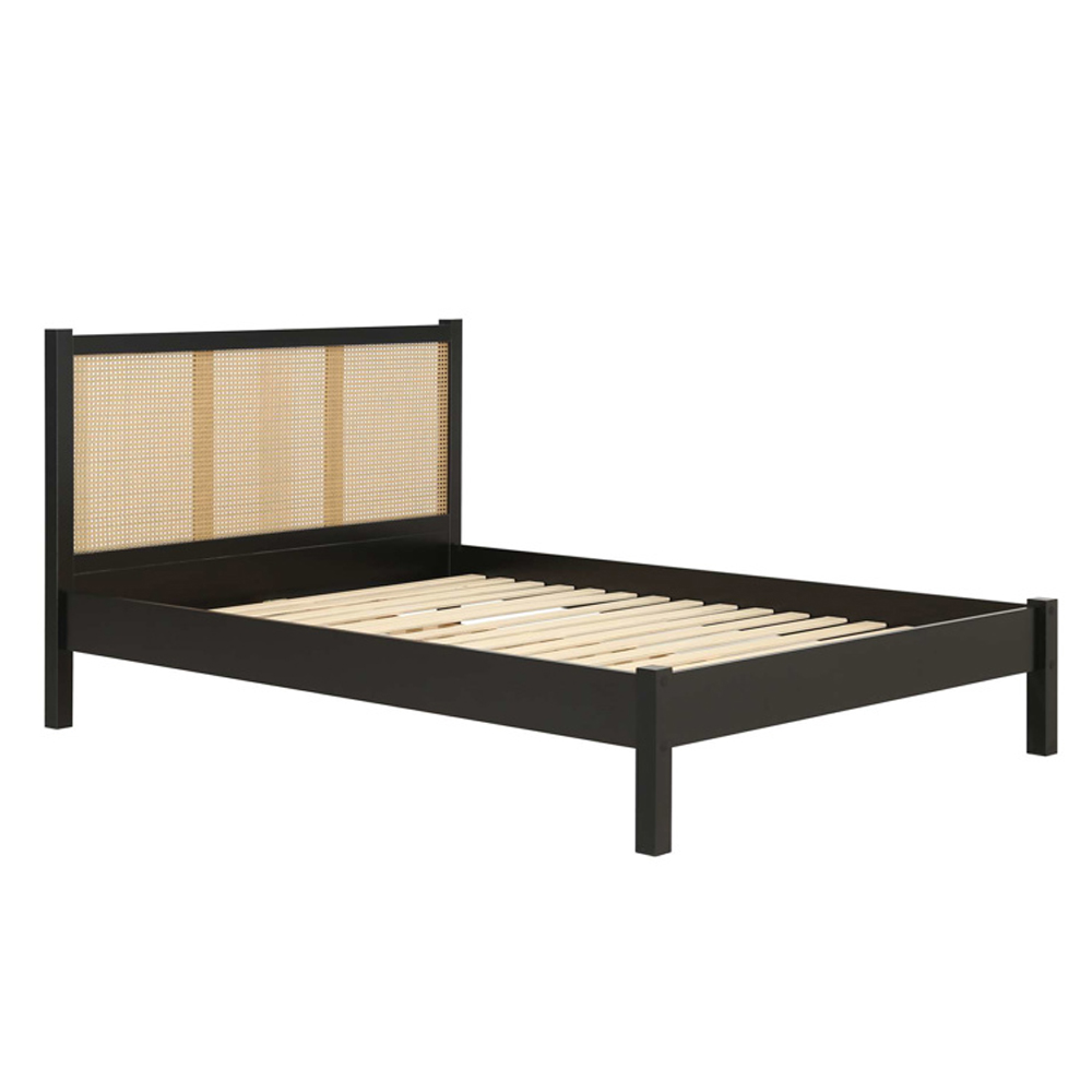 Coralie Wooden Double Bed In Black Oak