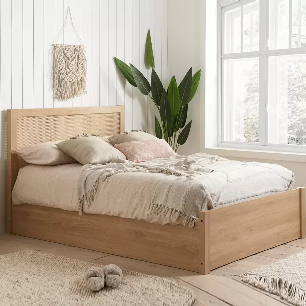 Coralie Wooden Ottoman Double Bed In Oak