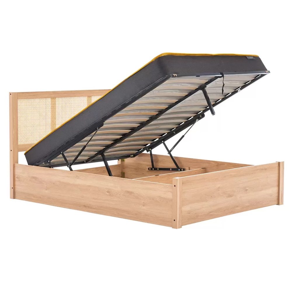 Coralie Wooden Ottoman King Size Bed In Oak