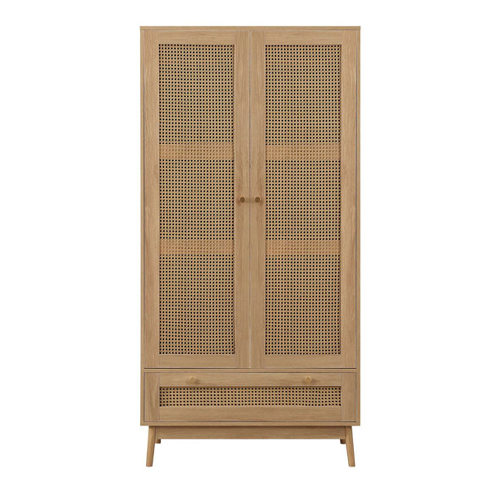 Coralie Wooden Wardrobe With 2 Doors 1 Drawer In Oak