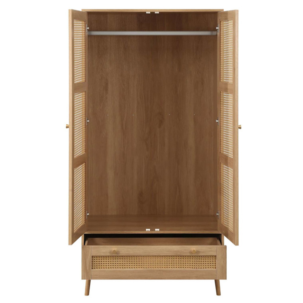 Coralie Wooden Wardrobe With 2 Doors 1 Drawer In Oak