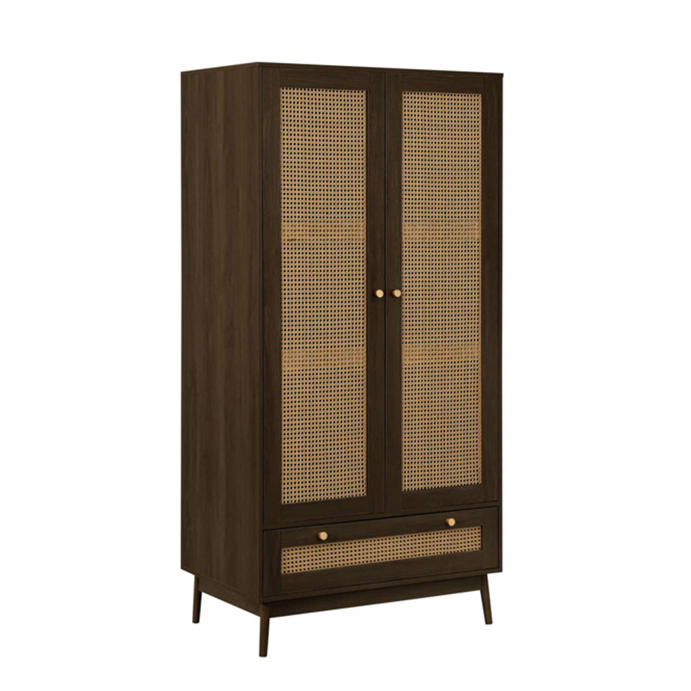 Coralie Wooden Wardrobe with 2 Doors in Walnut
