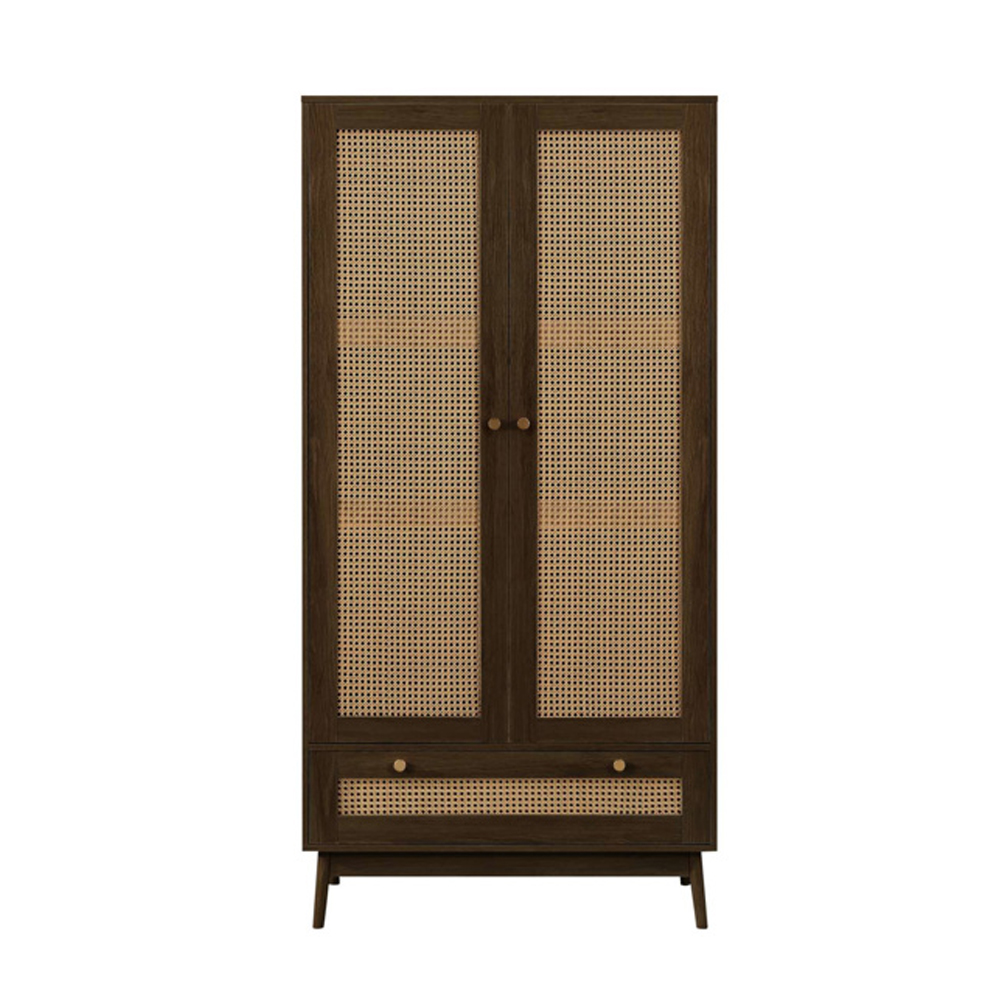 Coralie Wooden Wardrobe with 2 Doors in Walnut