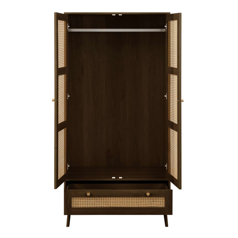 Coralie Wooden Wardrobe with 2 Doors in Walnut