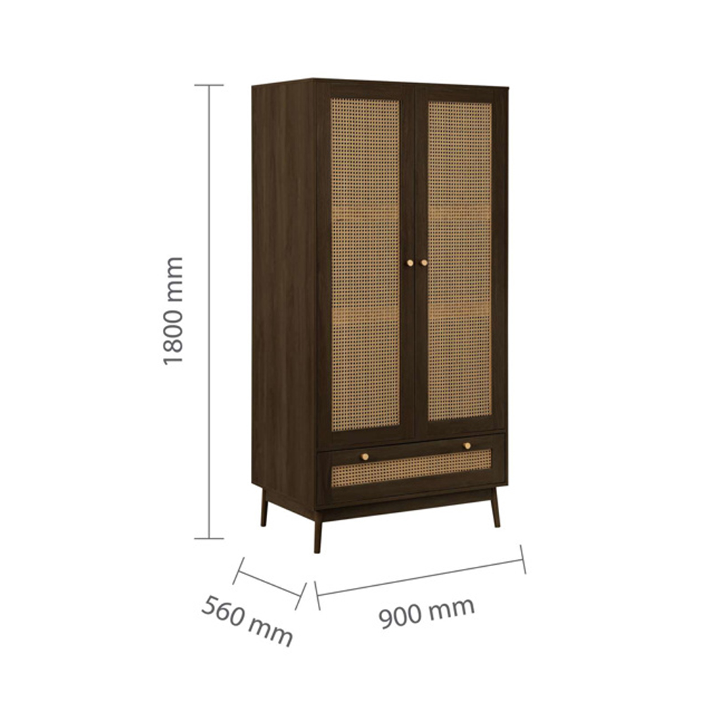 Coralie Wooden Wardrobe with 2 Doors in Walnut