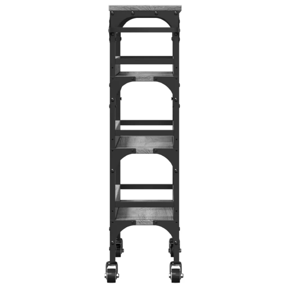 Coralville Wooden Kitchen Trolley With 3 Shelves In Grey Sonoma