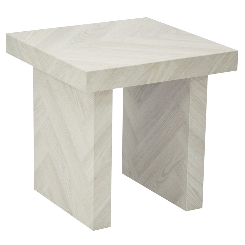 Coralville Wooden Square End Table In Herringbone Light