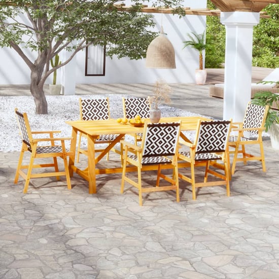 Read more about Corbin large acacia wood 7 piece garden dining set in natural