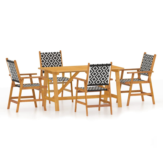 Corbin Medium Acacia Wood 5 Piece Garden Dining Set In Natural