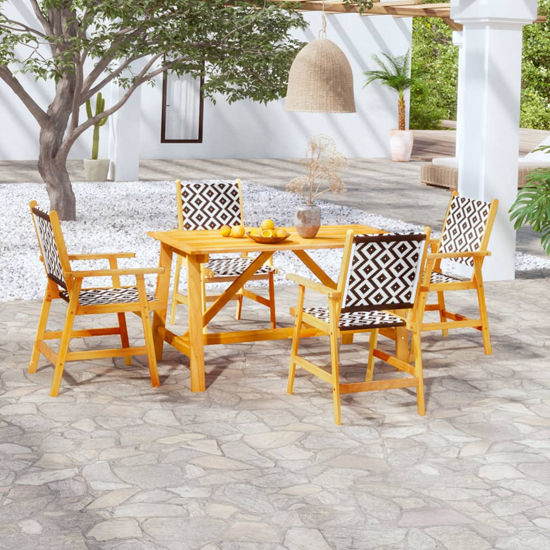 Product photograph of Corbin Medium Acacia Wood 5 Piece Garden Dining Set In Natural from Furniture in Fashion