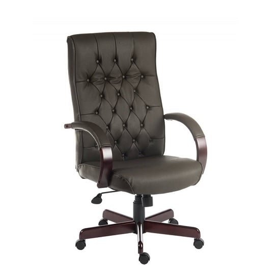 Corbin Executive Office Chair In Brown Faux Leather Furniture in Fashion
