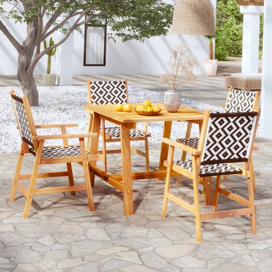 Product photograph of Corbin Small Acacia Wood 5 Piece Garden Dining Set In Natural from Furniture in Fashion