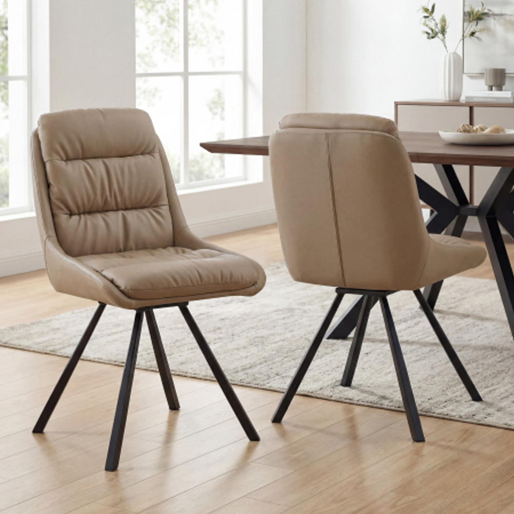 Corbridge Mink Leather Effect Dining Chairs in Pair