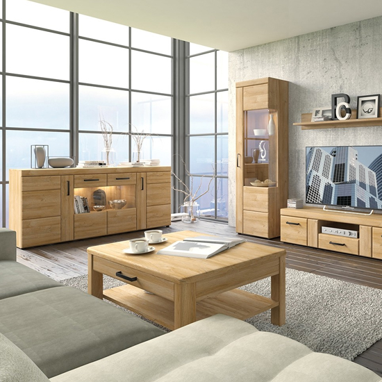Corco Wooden Coffee Table With 1 Drawer In Grandson Oak