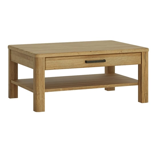 Corco Wooden 1 Drawer Coffee Table In Grandson Oak