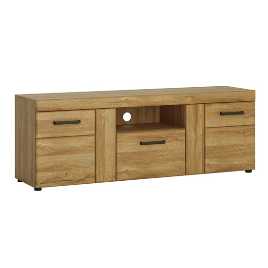 Corco Wooden Tall TV Stand With 2 Doors 1 Drawer In Grandson Oak
