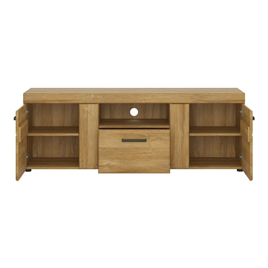 Corco Wooden Tall TV Stand With 2 Doors 1 Drawer In Grandson Oak