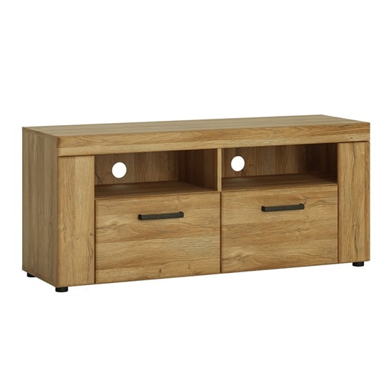 Product photograph of Corco Wooden 2 Drawers Tv Stand In Grandson Oak from Furniture in Fashion