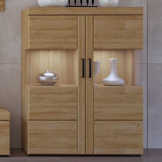 Read more about Corco led low wide 2 doors display cabinet in grandson oak