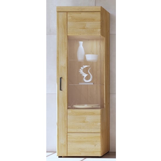 lancashire furniture Sandy Tall Display Unit With LED lights in Grandson Oak Colour Left/Right 