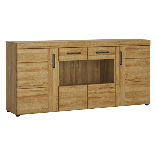 Corco LED Wooden 4 Doors Wide Sideboard In Grandson Oak