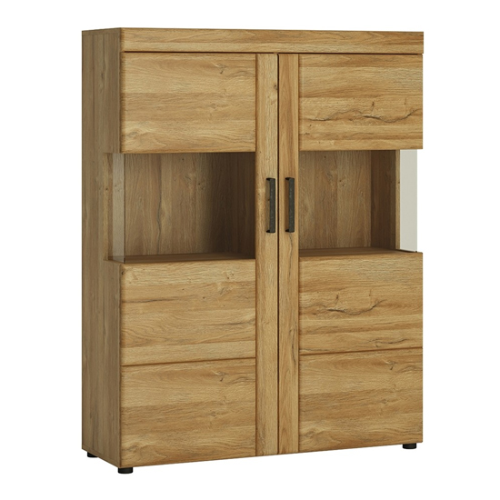 Corco Low Wide 2 Doors Display Cabinet In Grandson Oak