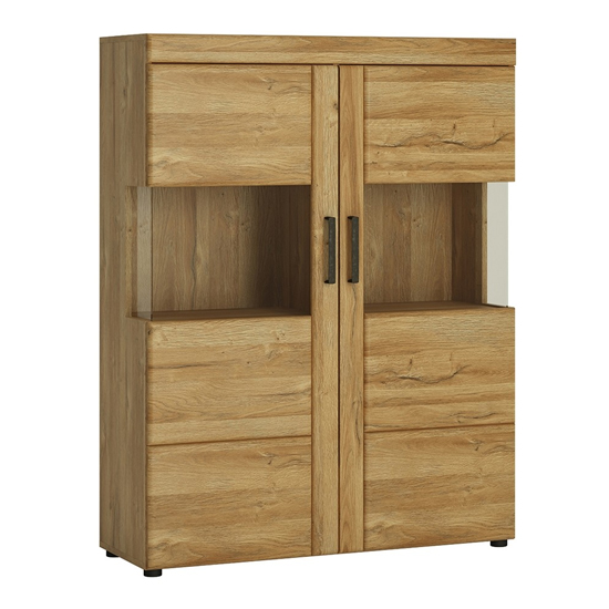 Photo of Corco low wide 2 doors display cabinet in grandson oak