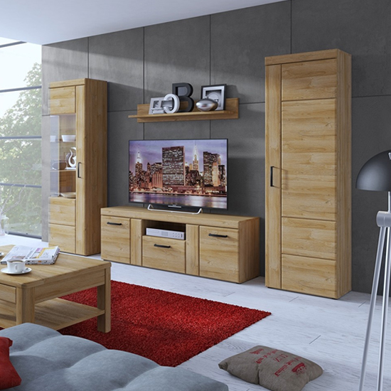 Corco Wooden Tall Right Handed Storage Cabinet In Grandson Oak