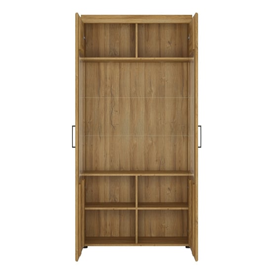 Corco Wooden Tall Display Cabinet With 2 Doors In Grandson Oak