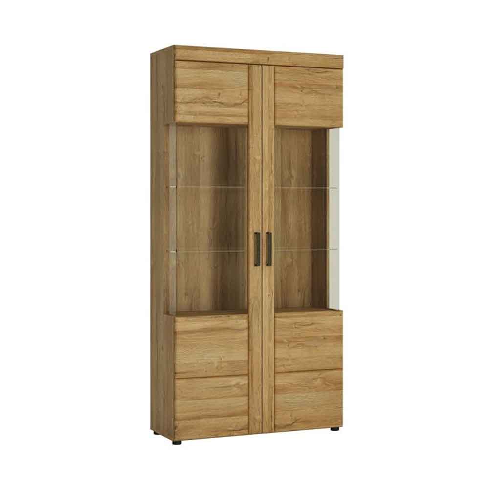 Corco Tall Wooden Display Cabinet with 2 Doors in Grandson Oak