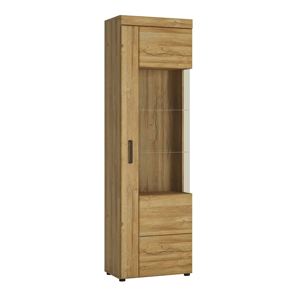 Corco Tall Wooden Right Handed Display Cabinet in Grandson Oak